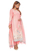 Amchoor Peach Gucci Silk Floral Print Kurti Set for Women's