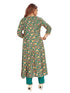 Amchoor Green Cotton Floral Print Kurti Set for Women's