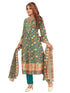 Amchoor Green Cotton Floral Print Kurti Set for Women's