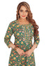 Amchoor Green Cotton Floral Print Kurti Set for Women's