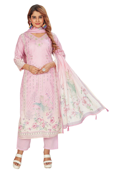 Amchoor Purple Gucci Silk Floral Print Kurti Set for Women's