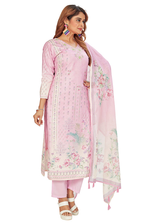 Amchoor Purple Gucci Silk Floral Print Kurti Set for Women's