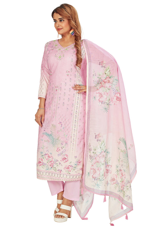 Amchoor Purple Gucci Silk Floral Print Kurti Set for Women's