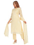Amchoor Yellow Kota Embroidered Print Kurti Set for Women's