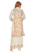 Amchoor Cream Linen Floral Print Kurti Pant for Women's