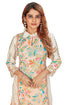 Amchoor Cream Linen Floral Print Kurti Pant for Women's