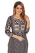 Amchoor Black Cotton Floral Print Kurti Set for Women's