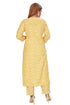 Amchoor Yellow Cotton Floral Print Kurti Set for Women's