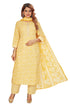 Amchoor Yellow Cotton Floral Print Kurti Set for Women's