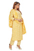 Amchoor Yellow Cotton Floral Print Kurti Set for Women's