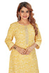 Amchoor Yellow Cotton Floral Print Kurti Set for Women's