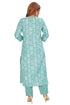 Amchoor Teal Cotton Ethnic Motifs Kurti Set for Women's