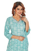 Amchoor Teal Cotton Ethnic Motifs Kurti Set for Women's