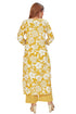 Amchoor Mustard Cotton Floral Print Kurti Set for Women's