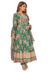 Amchoor Green Cotton Floral Print Kurti Set for Women's
