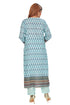 Amchoor Teal Cotton Digital Print Kurti Set for Women's