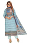 Amchoor Teal Cotton Digital Print Kurti Set for Women's