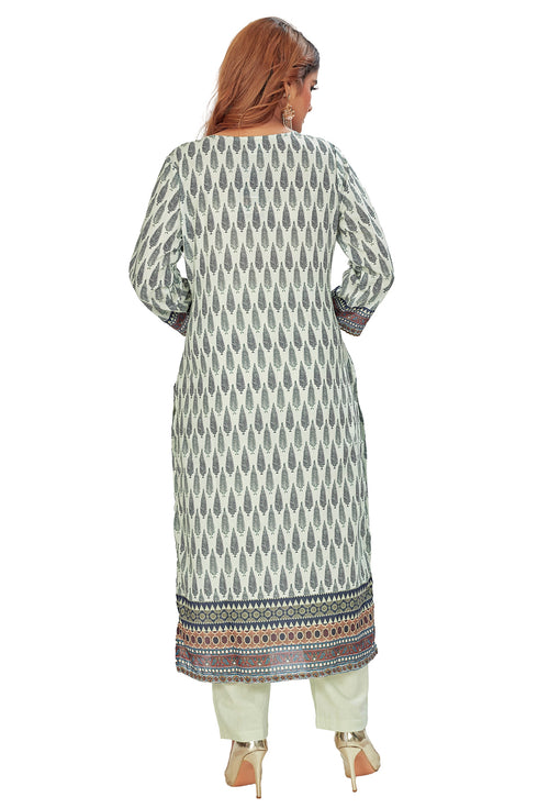 Amchoor Green Cotton Digital Print Kurti Set for Women's