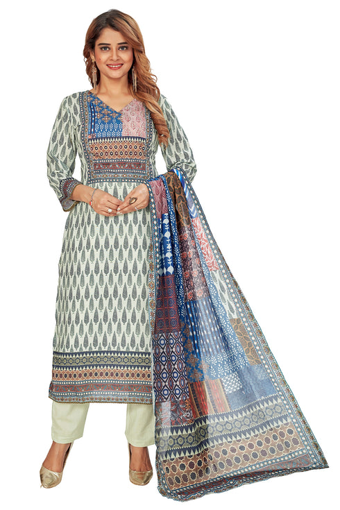 Amchoor Green Cotton Digital Print Kurti Set for Women's