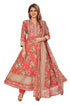 Amchoor Red Cotton Floral Print Kurti Set for Women's