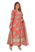 Amchoor Red Cotton Floral Print Kurti Set for Women's