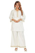 Amchoor Off White Cotton Solid Print Co-ord Set for Women's