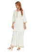 Amchoor Off White Cotton Solid Print Co-ord Set for Women's