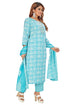 Amchoor Light Blue Cotton Floral Print Kurti Set for Women's