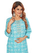 Amchoor Light Blue Cotton Floral Print Kurti Set for Women's