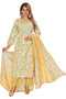 Amchoor Yellow Cotton Floral Print Kurti Set for Women's