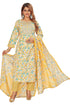 Amchoor Yellow Cotton Floral Print Kurti Set for Women's