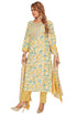 Amchoor Yellow Cotton Floral Print Kurti Set for Women's