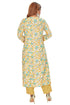 Amchoor Yellow Cotton Floral Print Kurti Set for Women's