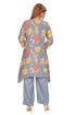 Amchoor Grey Muslin Floral Print Kurti Set for Women's
