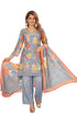 Amchoor Grey Muslin Floral Print Kurti Set for Women's