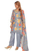 Amchoor Grey Muslin Floral Print Kurti Set for Women's