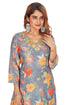 Amchoor Grey Muslin Floral Print Kurti Set for Women's