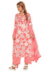 Amchoor Red Cotton Floral Print Kurti Set for Women's