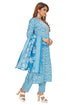 Amchoor Blue Cotton Floral Print Kurti Set for Women's