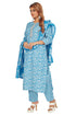 Amchoor Blue Cotton Floral Print Kurti Set for Women's