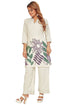 Amchoor Off White Cotton Floral Print Co-ord Set for Women's