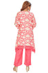 Amchoor Pink Muslin Floral Print Kurti Set for Women's