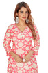 Amchoor Pink Muslin Floral Print Kurti Set for Women's