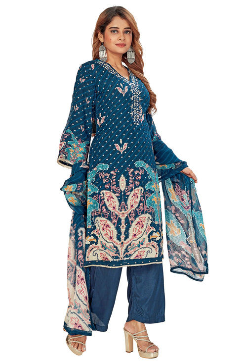 Amchoor Blue with Golden Polka Dot Zari Patterned Cotton Kurti Set for Women's