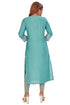 Amchoor Teal Solid Printed Viscose Silk Kurti for Women's