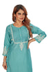 Amchoor Teal Solid Printed Viscose Silk Kurti for Women's