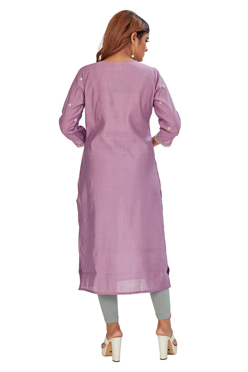 Amchoor Purple Solid Printed Viscose Silk Kurti for Women's