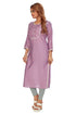 Amchoor Purple Solid Printed Viscose Silk Kurti for Women's