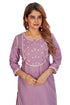 Amchoor Purple Solid Printed Viscose Silk Kurti for Women's