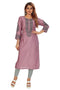 Amchoor Purple Solid Printed Viscose Silk Kurti for Women's